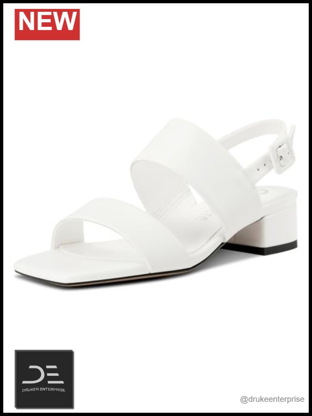 Womens Low Chunky Block Heel Two Strap Square Open Toe Heeled Sandals Slingback
